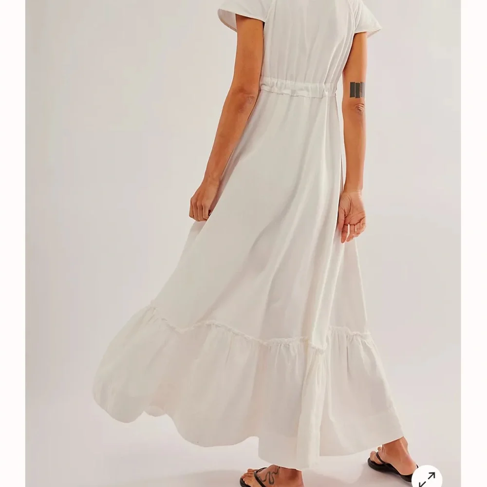 White Maxi Dress with Blue Accents - Picture 4 of 5